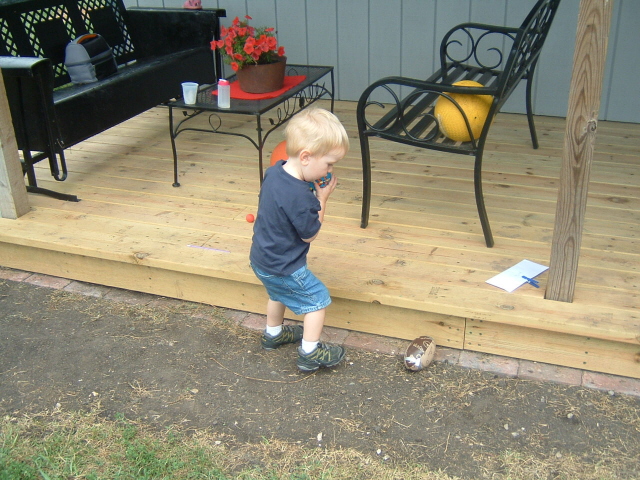 Little boys and rubber balls go together. 