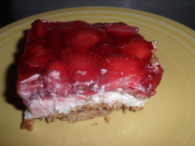 Homemade strawberry cheesecake. 